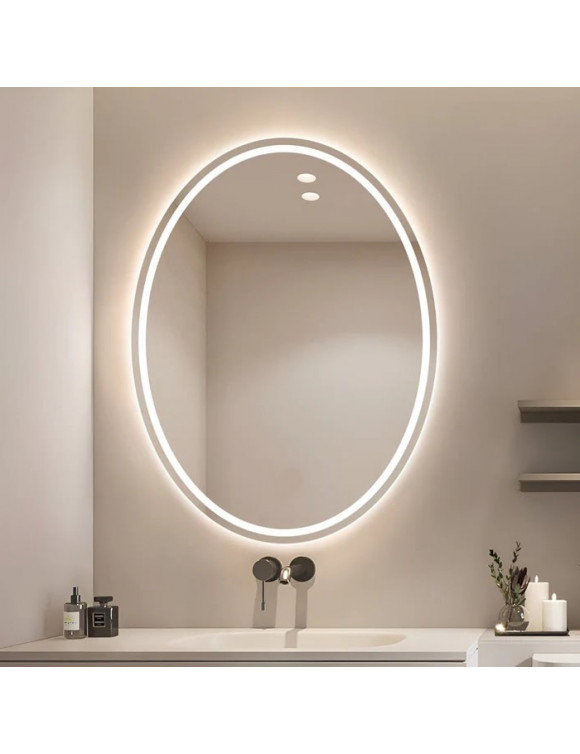 Овальное настенное зеркало со светодиодной LED-подсветкой Монтерей в интернет-магазине зеркальной мастерской ЗЕРКАЛА-М фото